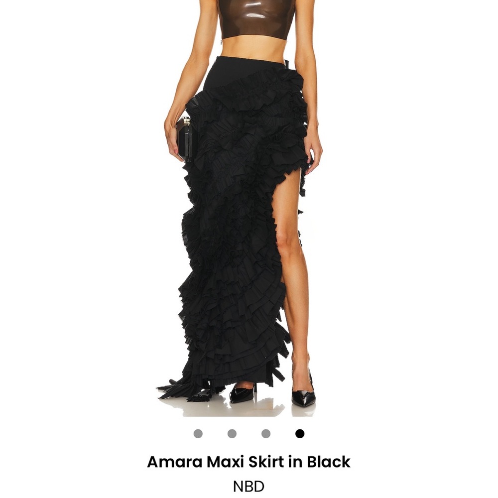 NBD Black Ruffle Maxi Skirt